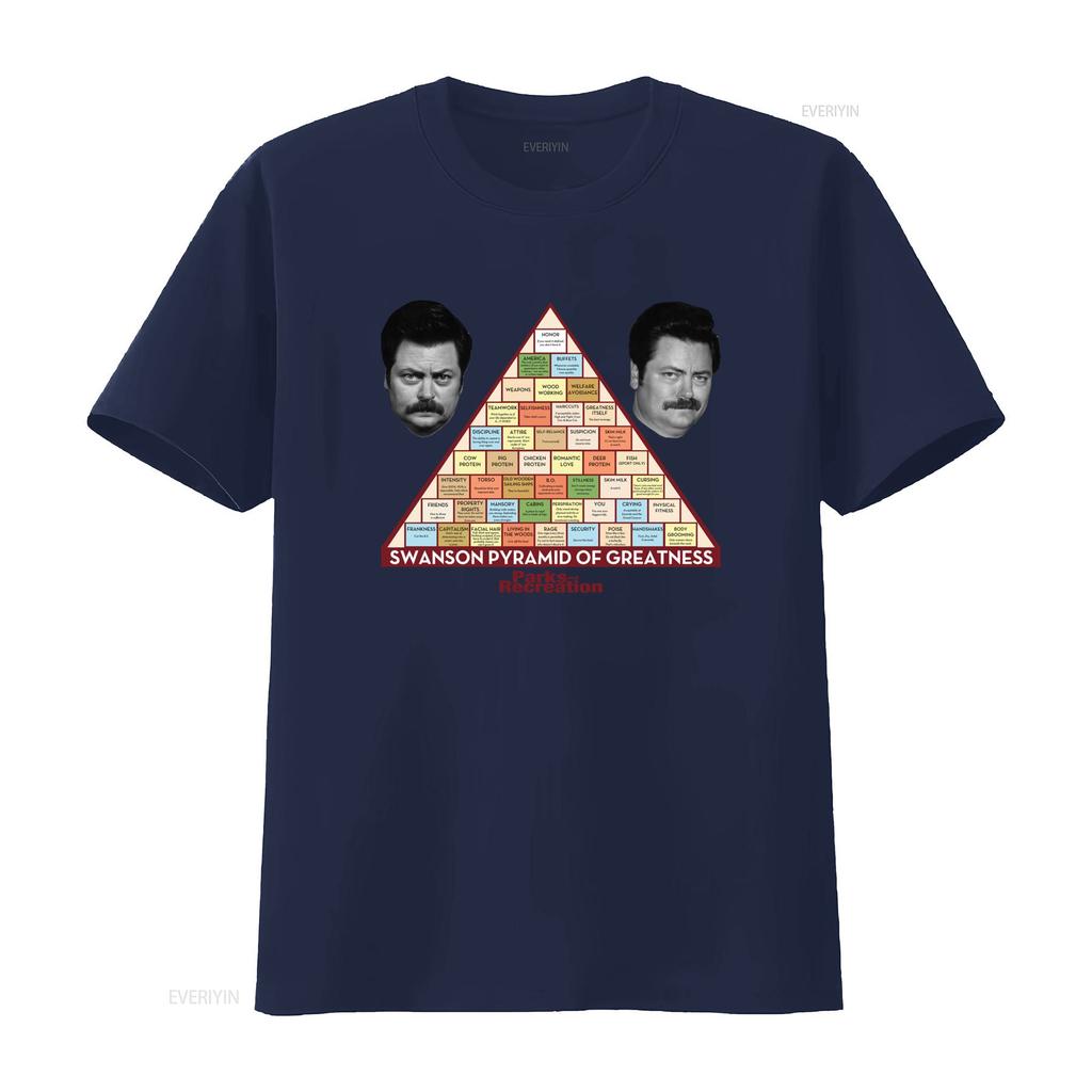 Mens Parks and Recreation Swanson Pyramid Of Greatness T Shirt Unique Design for Fans Vintage Washed Designer Clothes