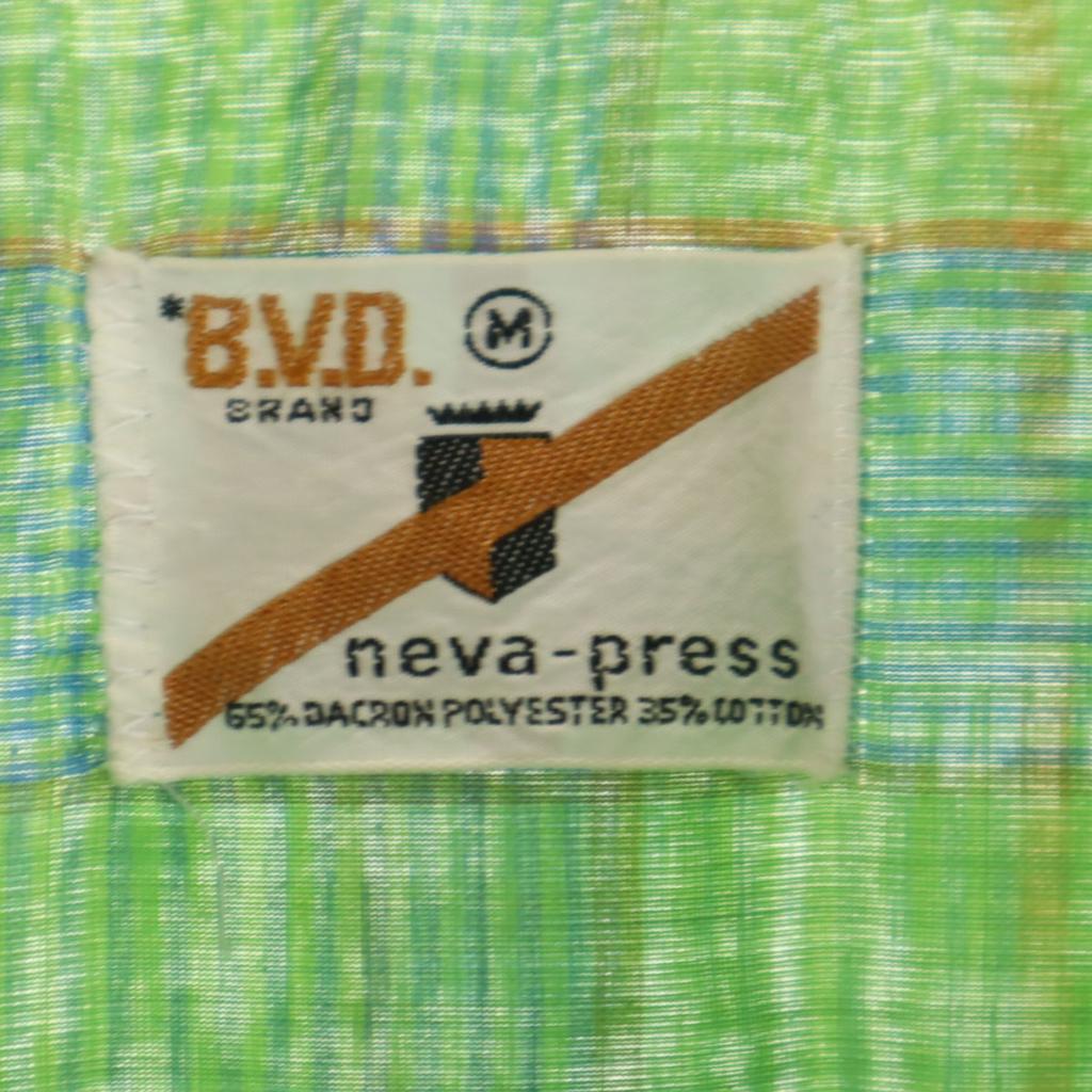 B.V.D 60s Vintage Check Pattern Long Sleeve Button Down Shirt M Green Men's Used