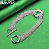 925 Sterling Silver Tassel Round Ring Side Chain Beautiful Bracelet Gift Jewelry