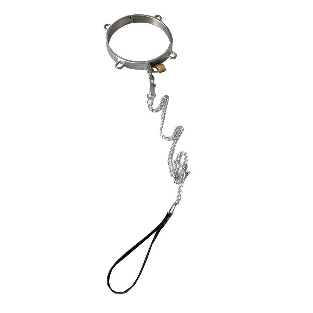 New Stainless Steel Lock Neck Collar Restraints Choking Ring Slave Necklace Bondage RolePlay Sex Toys For Women Man Couples