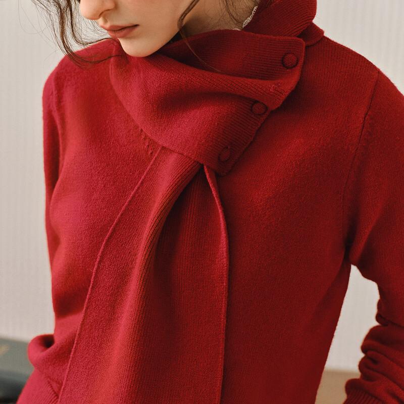 Olrain Women's French Style V-Neck Knitted Cardigan & Scarf Set