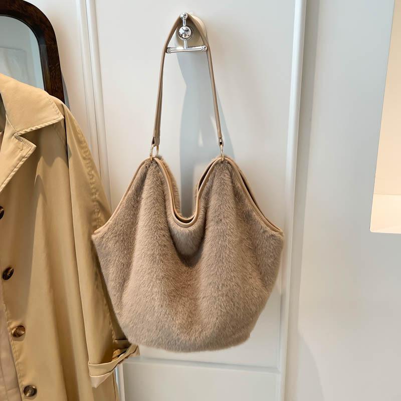 Зимние леопардовые женские плюшевые сумки через плечо однотонные из искусственного меха женские повседневные сумки-тоут большой вместимости женская пушистая сумка