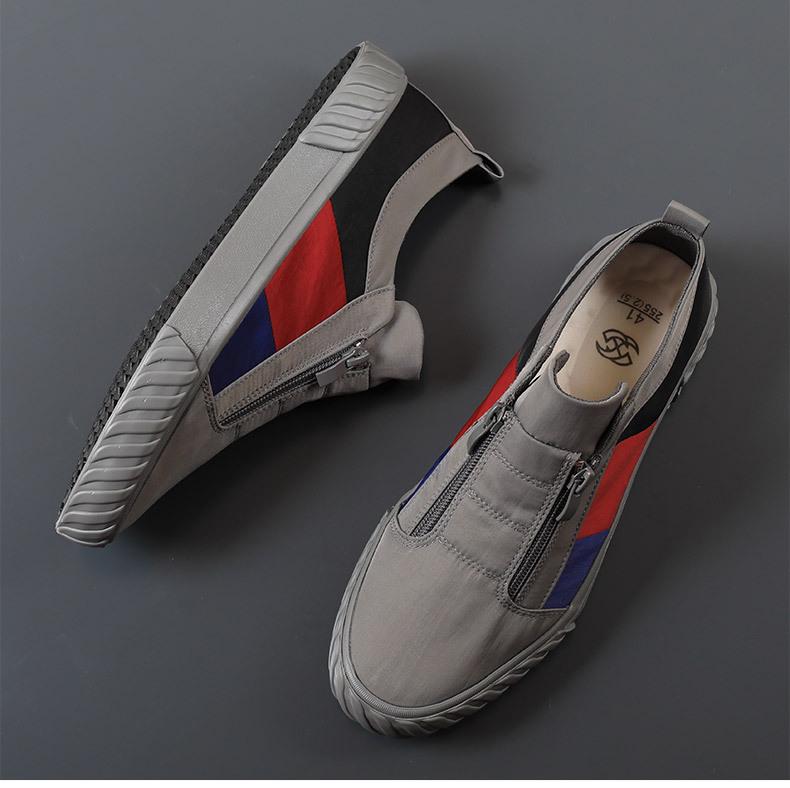 Men's Spring Canvas Zipper Shoes: Breathable, Versatile, Low-Top Sports Sneakers