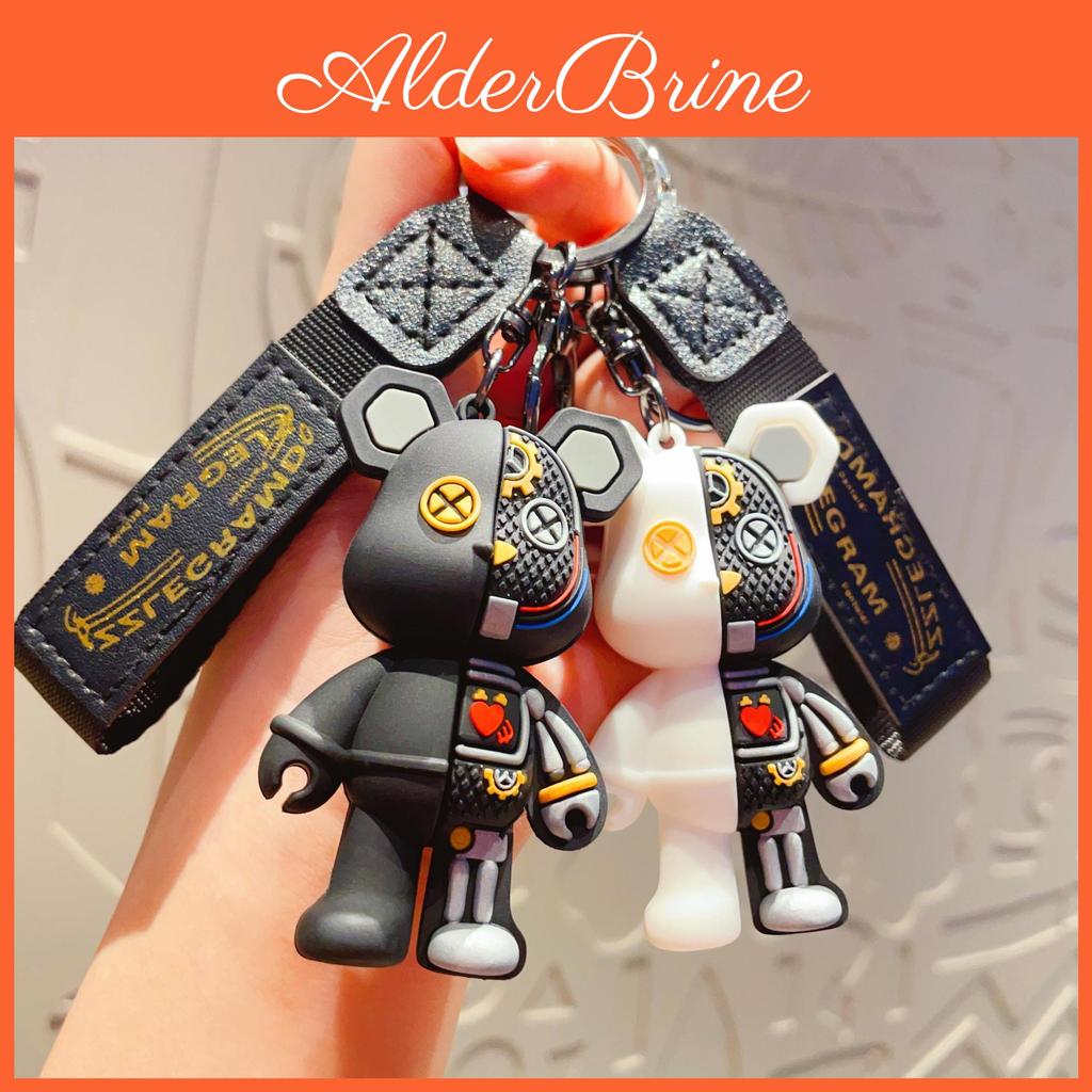 Skull Half Body Cartoon Robot Mechanical Bear Keychain Punk Keyring Car Bag Pendant Key Chains Couple Gift