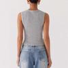 Women's Fashionable Casual Slim Fit Short Ribbed Sleeveless Button-Up Vest T-Shirt