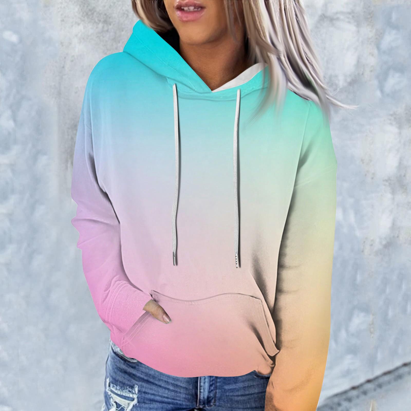 Женская модная повседневная толстовка с капюшоном с длинным рукавом и принтом тай-дай XXL