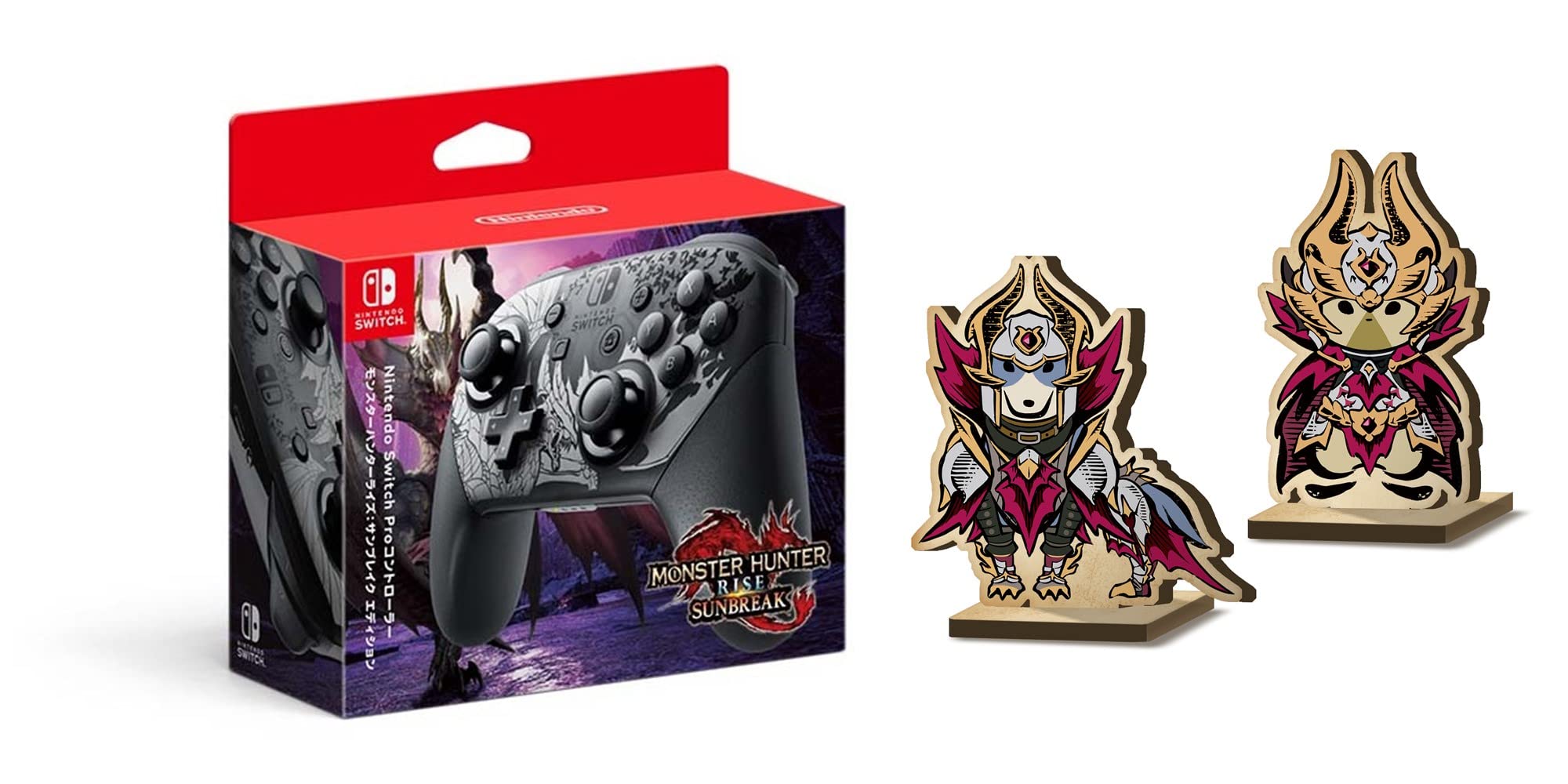 

Nintendo Nintendo Switch Pro Controller Monster Hunter Sunbreak Edition Monster Hunter Sunbreak Picture Book Style Wood Stand [Оригінальний продукт] Rise