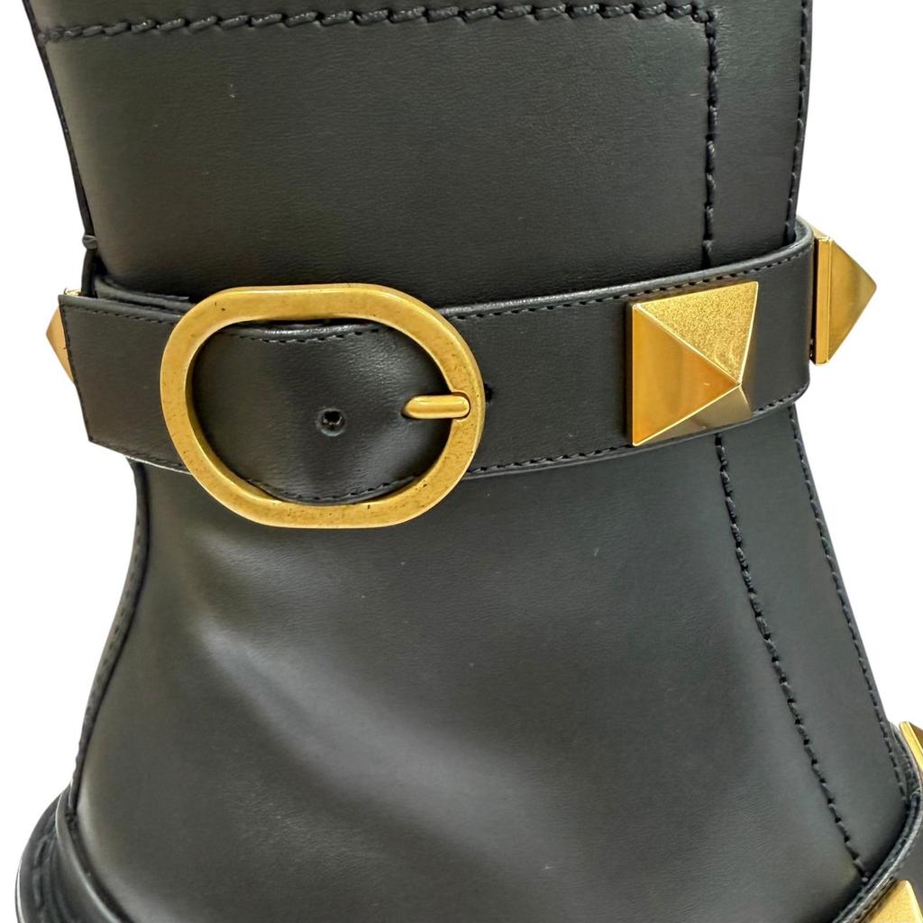 Excellent Valentino Garavani Short Boots Black Leather Women 37.5 WW2S0CJ2 Used