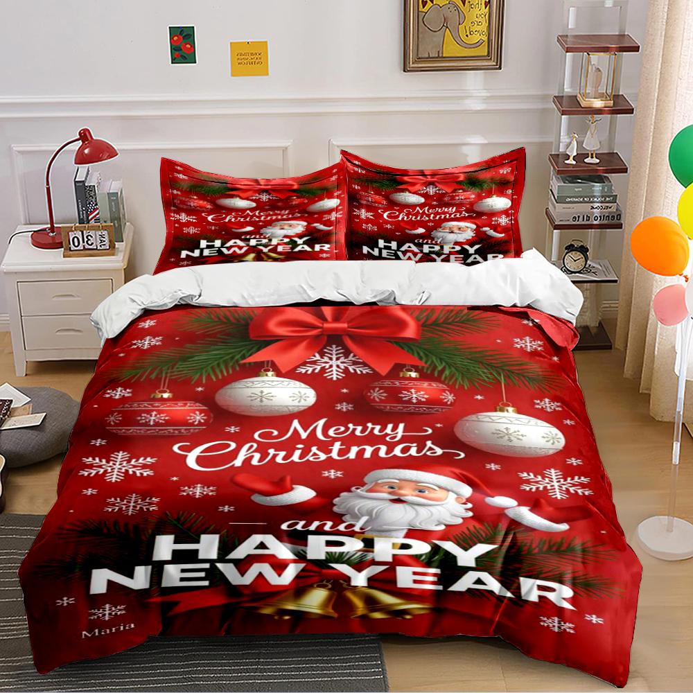 Merry Christmas and Happy New Year Bedding Bedding set (1 duvet cover, 2 pillowcases, duvet not included)