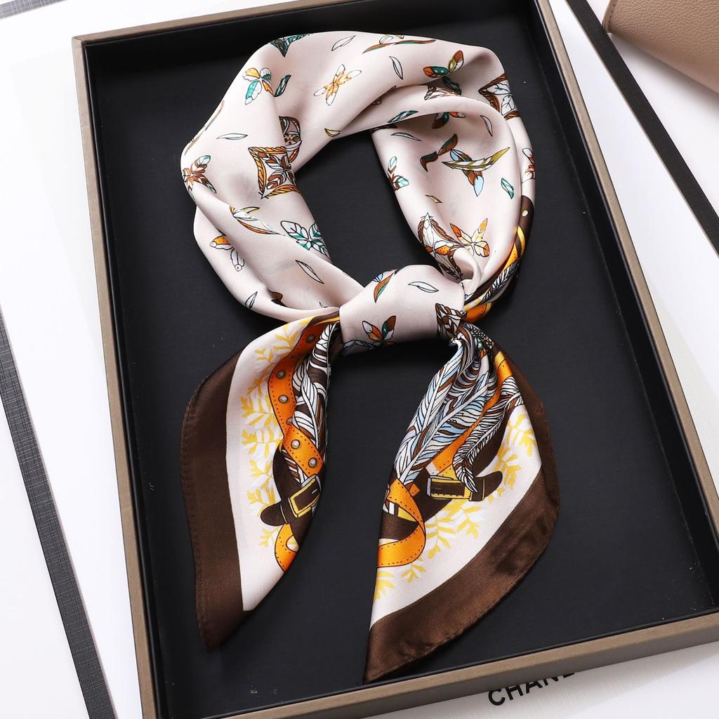 Small Scarves With Spring And Autumn Prints  New Simulation Silk Square Scarves For Women's Fashion High-end Scarves Versatile Small Scarves