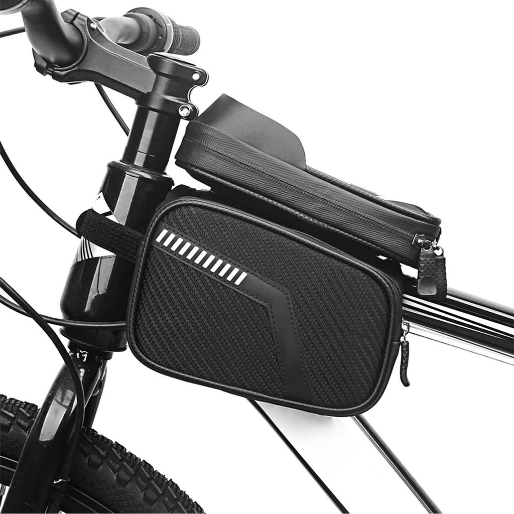 Waterproof Bicycle Frame Bag Double Pouch Bike Top Tube Bag MTB Mountain Bike Cycle Pannier Bag Touchscreen Phone Case