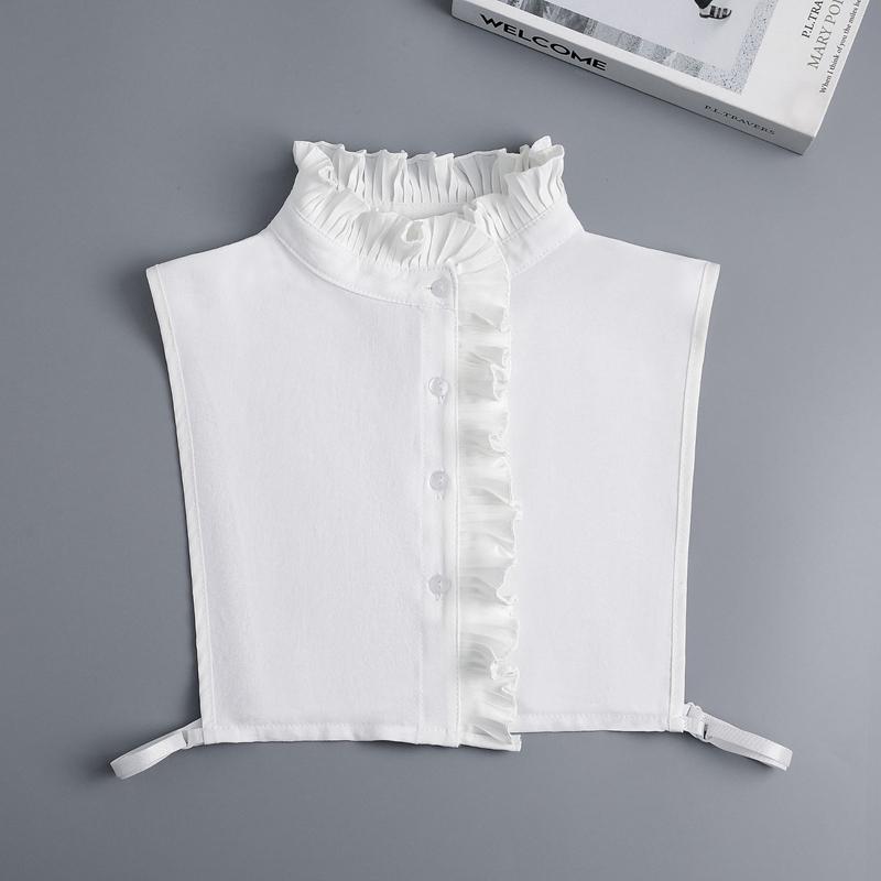 Perfect Match Detachable Stand Collar Blouse Solid Color Half Shirt Ruffled Decorative Collar Sweater False Collar Top Clothing Accessory
