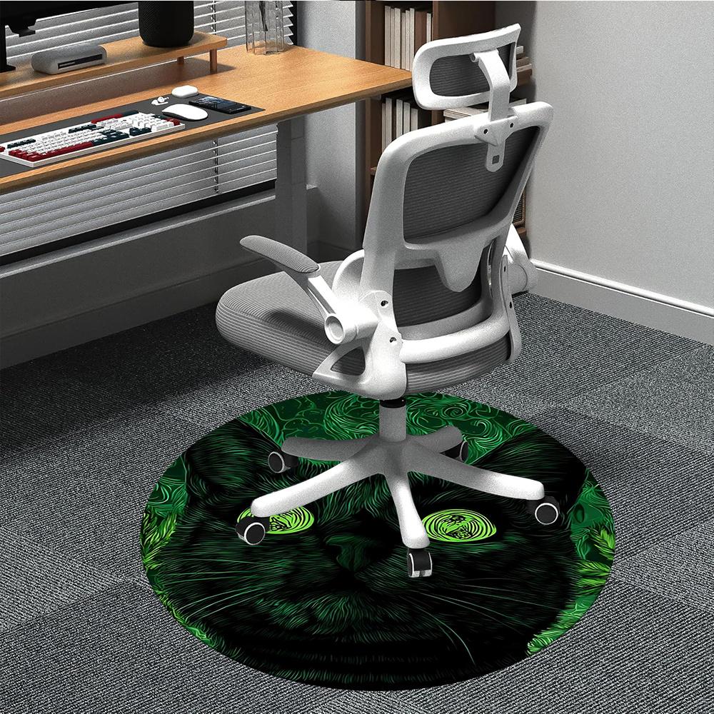 

1PC Green Cat Eyes Office Round Area Rug, Indoor Mat Suitable ForOffice, Under Office Chairs Bedroom Living Room Home Decor, Room Deco g090 80cm by 80cm