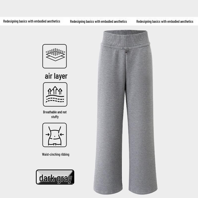 

Waist-Cinching Air Layer Wide-Leg High-Waisted Pants - Autumn/Winter Women s Casual Loose Straight-Leg Sweatpants XL [65-80 kg]