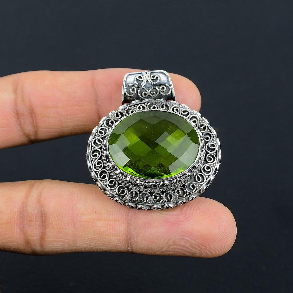Peridot Handmade 925 Sterling Silver Gift Jewelry Pendant 1.51" O4O68