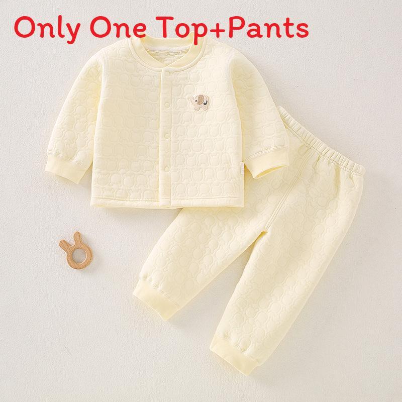 Baby Threelayer Warm Cotton Pajama Set With Cartoon Patterns For Newborns