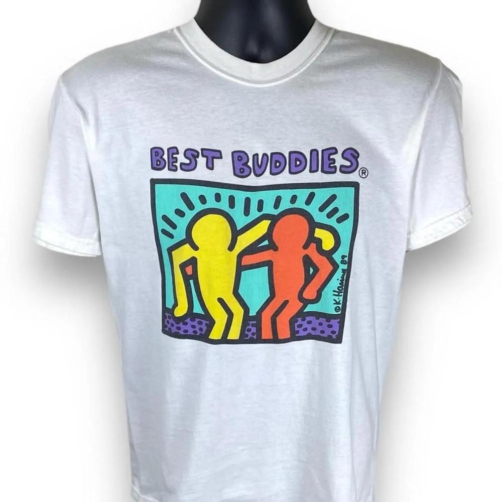 Vintage Hanes Keith Haring Best Buddies Art Essential Tshirt Unisex T-Shirt S