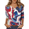 Women's Tops Three-quarter Sleeve Shirt V-neck Loose Casual Shirt Floral Print T-shirt