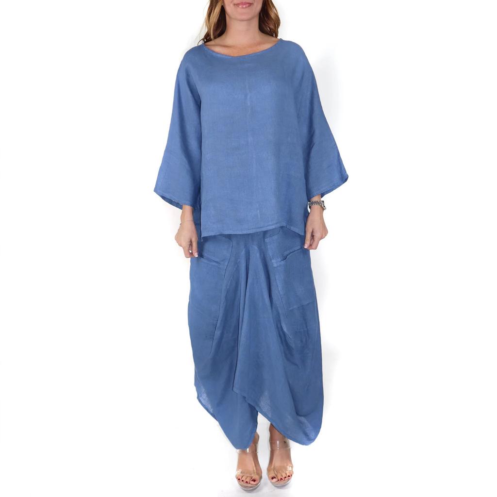 Women's Casual Two-Piece Set Loose Top with Wide Leg Pants In Multiple Colors