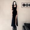 Black Royal Sister Style Sexy Suspender Dress Women's Summer New Design Sense Slim Split Split Hip Wrap Long Skirt