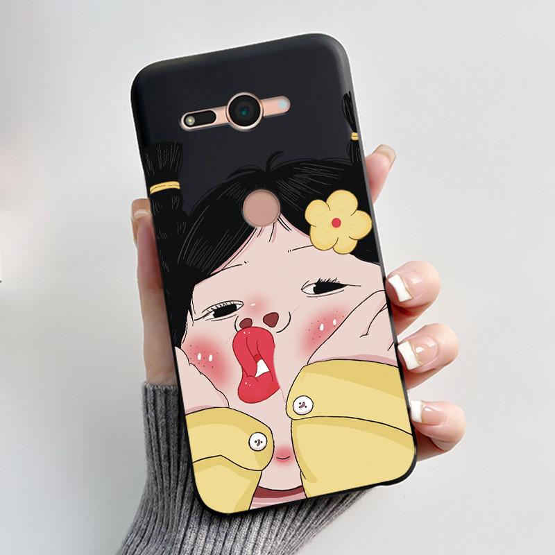 Per Sony Xperia XZ2 Compact H8324 H8314 Custodia Estetica Moda Gatto Carino Cartone Animato Antiurto Nero Silicone Morbido Sottile Cover Posteriore