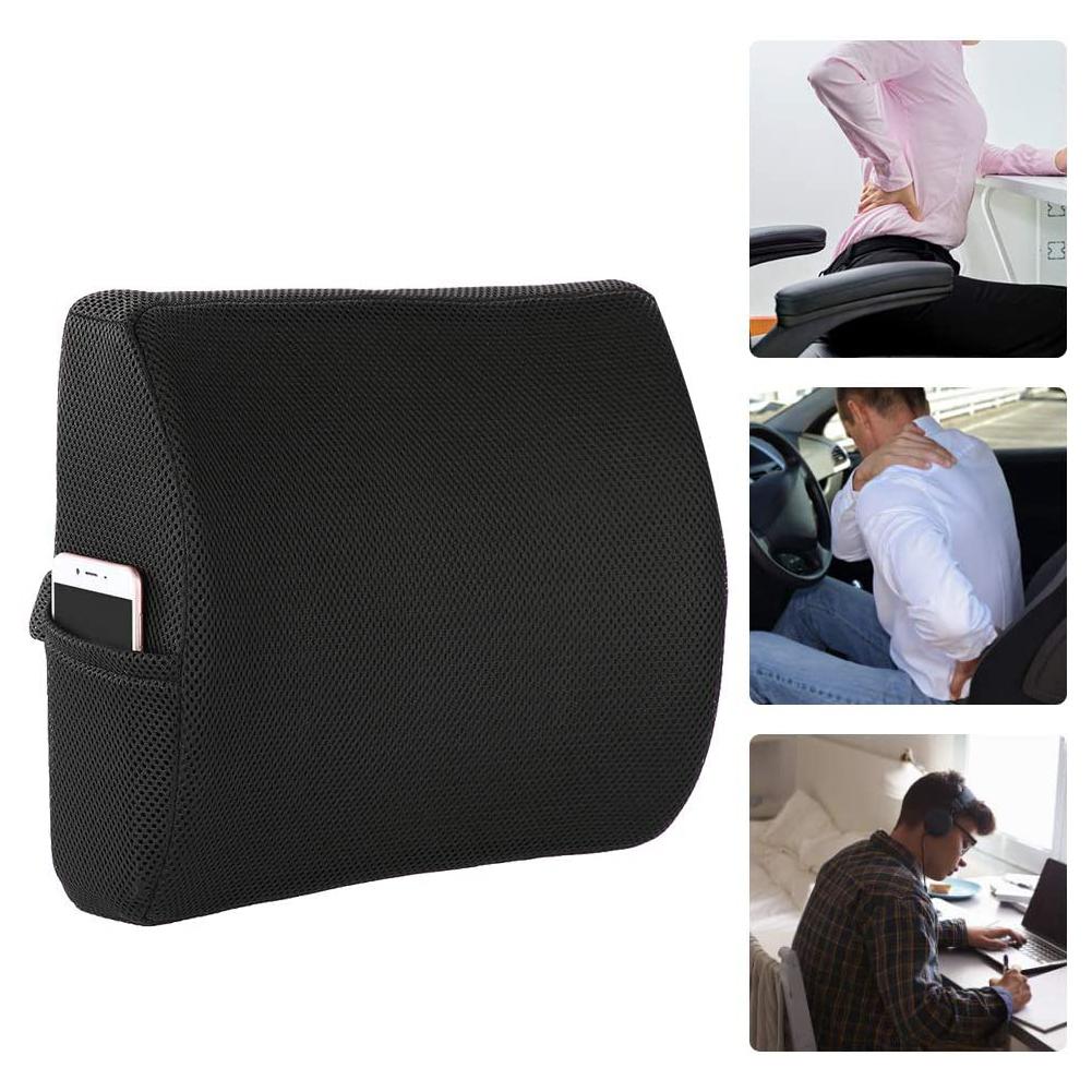 Black Back Pillow Rebound Memory Foam Pillow Car Chair Back Seat Rest Cushion