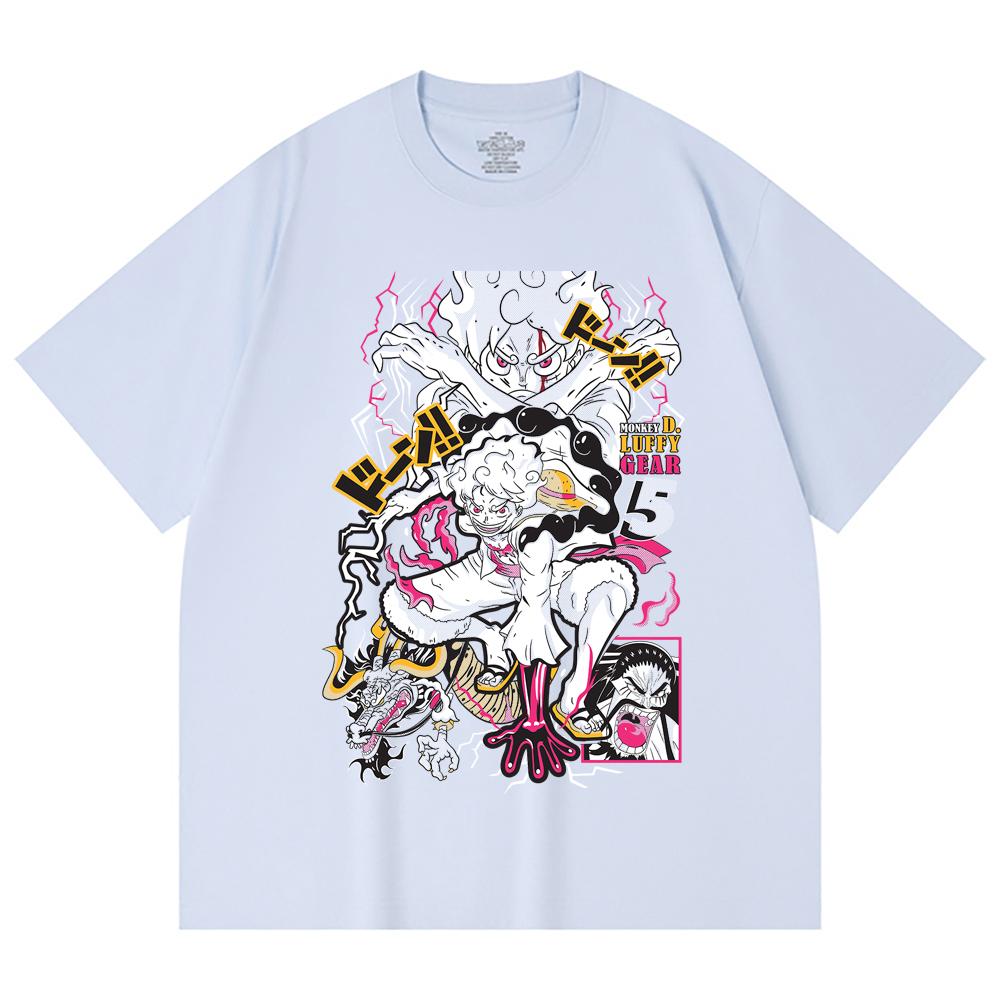 230 Gsm 100% Cotton One Piece V23 Luffy Gear Print Unisex Heavy Cotton T Shirt