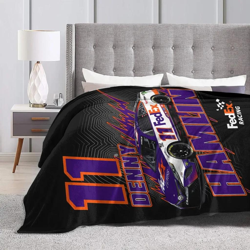 Denny Hamlin 11 All Season Fleece Blanket Throw Ultra Soft Flannel Blanket Digital Printed Premium Fluffy Microfiber Fleece