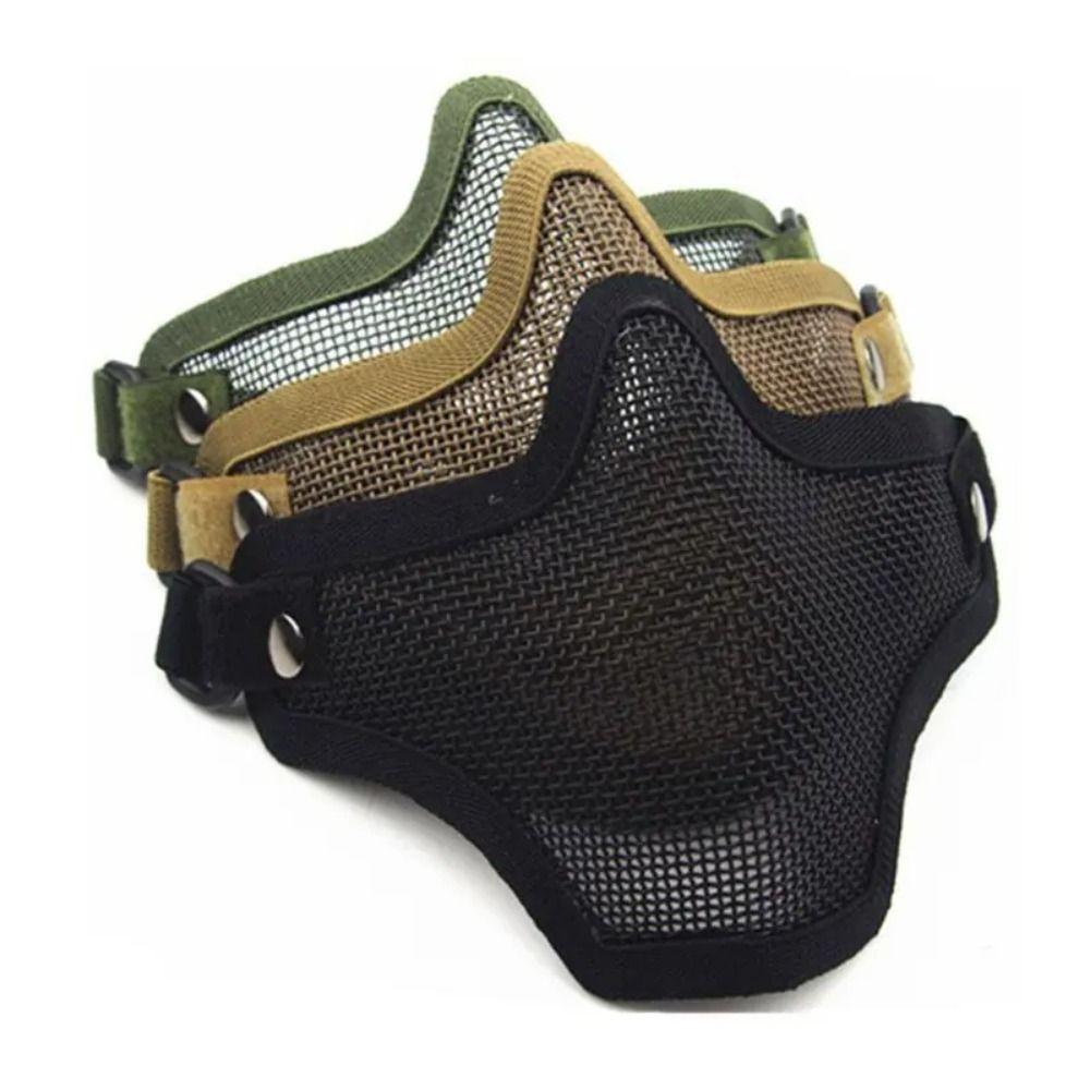 Carbon Steel Half Face Wire Mask Adjustable Steel Mesh Mask Metal Face Mask  Outdoor Sports