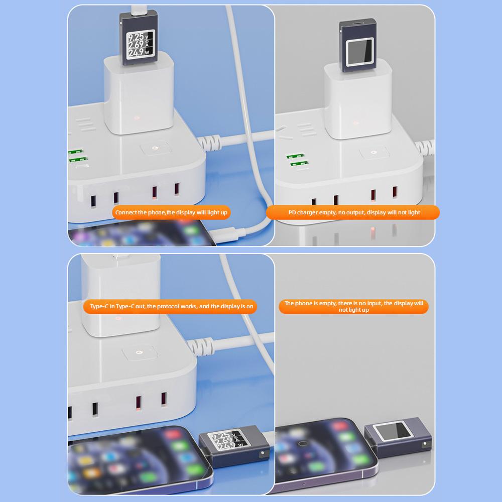 Type C Tester Charger Power Meter DC Digital Voltmeter 360 Degree Rotating Display Energy Saving Accurate Measurement
