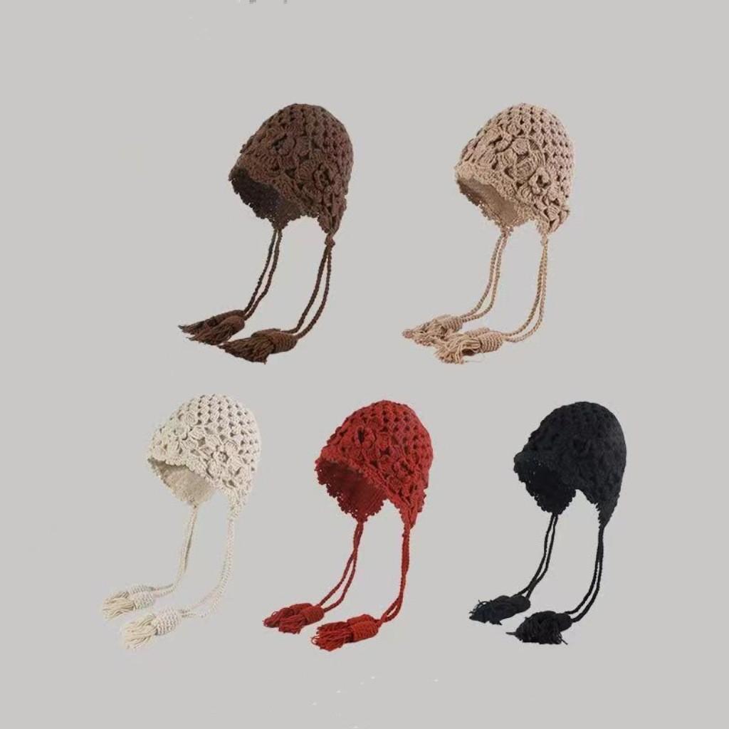 Floral Knit Beanie Hat For Women With Ear Protection And Cozy Warmth For Autumn Winter Seasons