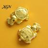 Positive Energy Charm Golden Turtle Feng Shui Ornament for Wealth And Prosperity, Metal Chinese Luck Handcrafted Brass with Faux Leather Sleeve,
