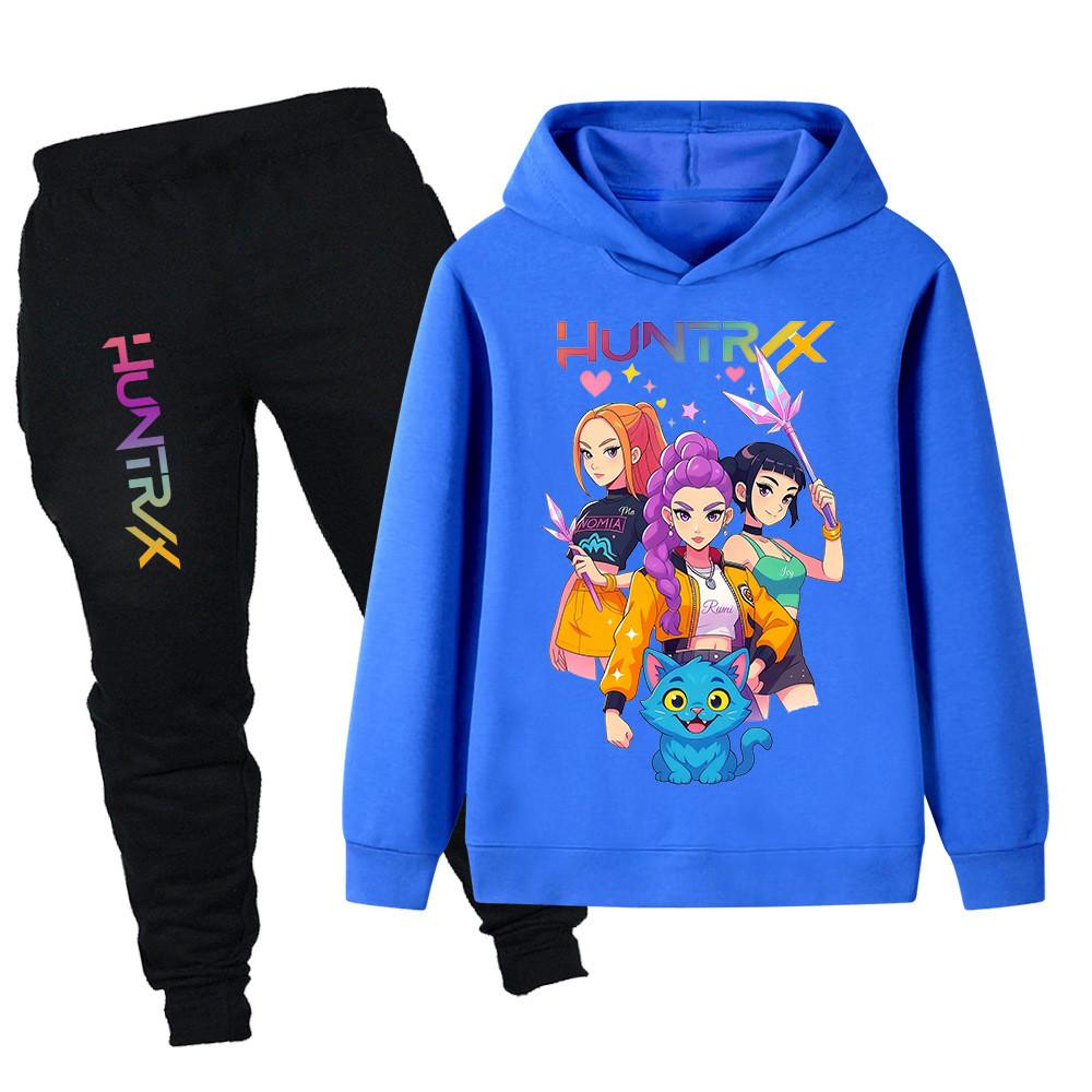 PB1233 Kinder Jungen Mädchen Kpop Mira Zoey Rumi Aufdruck Langarm Kapuzenpullover Hose Hosen Kleidung Sets