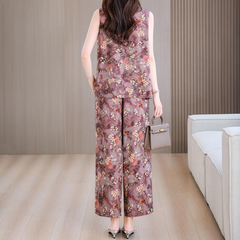 Summer Two Piece Set for Women Clothes Sleeveless Plus Size Elegant Casual Pants Sets