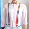 Fashionable Rainbow Braces and Striped Bowtie Set Perfect for Birthday Wedding Formal and Casual Occasion