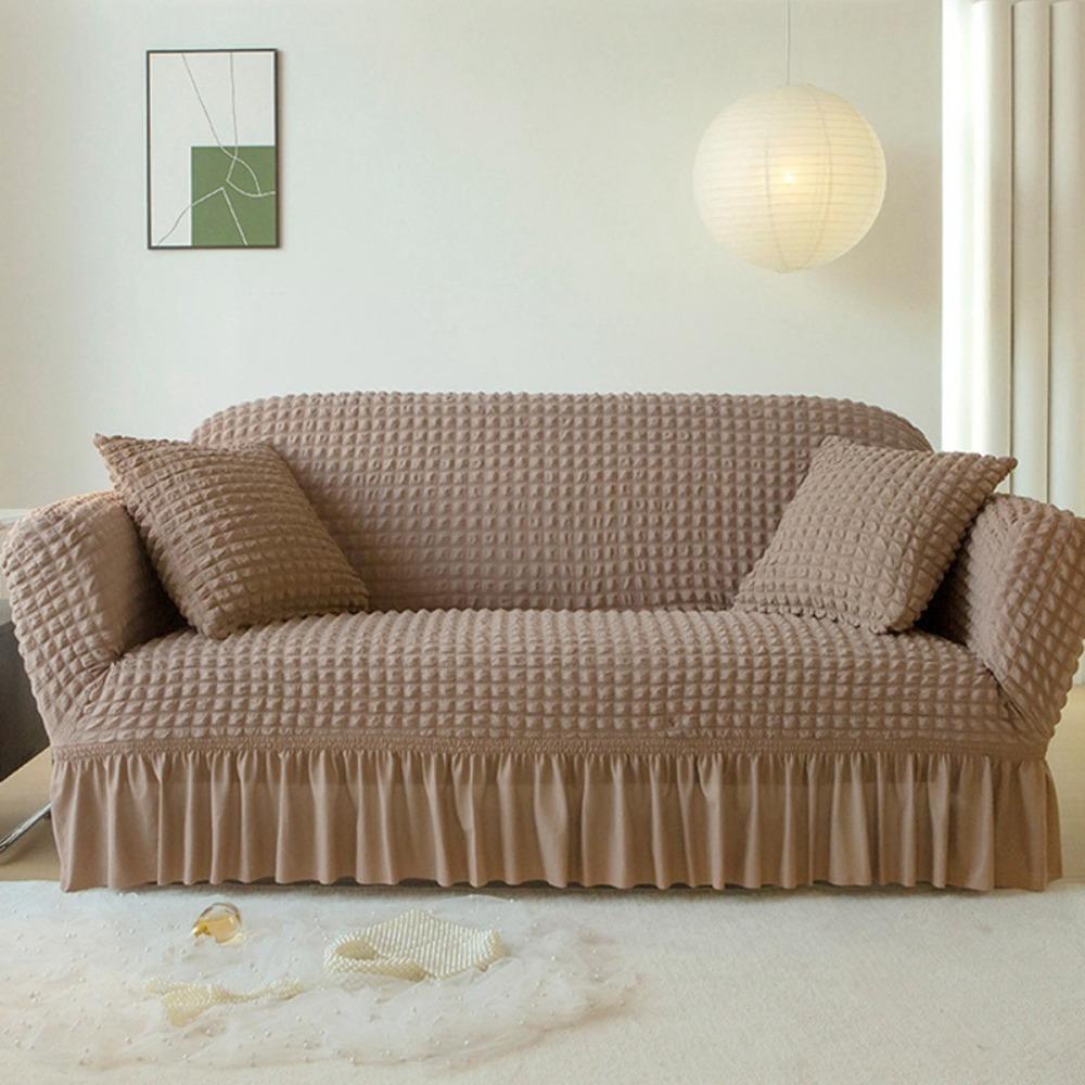 Copridivano Universale a L 3 Posti con Chaise Stretchabile Tessuto a Bolle Antipolvere Copertura Protettiva