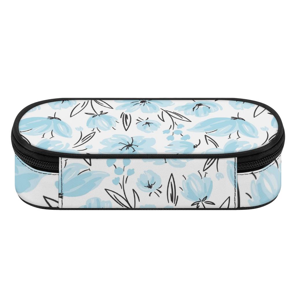 Pencil Case Portable Durable 300D Polyester Zipper Closure with Main Compartment Mesh Pocket and Pen Slots for Classroom Use