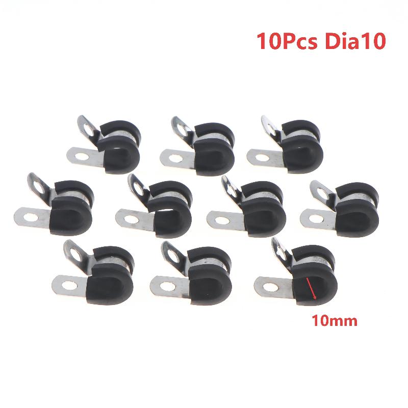 10Pcs Stainless Steel Cable Clamp 6-20mm Insulated Wire Hose Mounting Clip for Off-Road Vehicle Wiring Plumbing Repairs