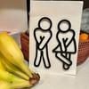 Funny Bathroom Signs for Men Women Creative 2D Flat Restroom Door Decor Restaurant Hotel Cafe Toilet Signage Wall Sticker