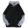 Women Casual Solid Long Sleeve Splited Patchwork Hoodie Sweatshirt Pullover Top