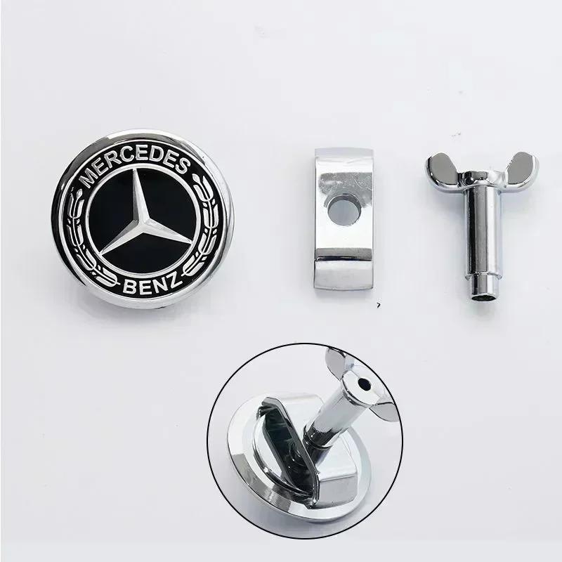 ESU5 45mm Car Front Emblem Badge Modified Bonnet Chrome Hood Cover for Mercedes Benz AMG W203 W204 C E S Class W210 W211 W220