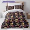 Vintage Skull Pattern Pattern Bedding Quilt Set Quilt Cover Pillowcase Home Decoration Gift (1 * Duvet Cover + 2 * Pillowcase, Without Core)