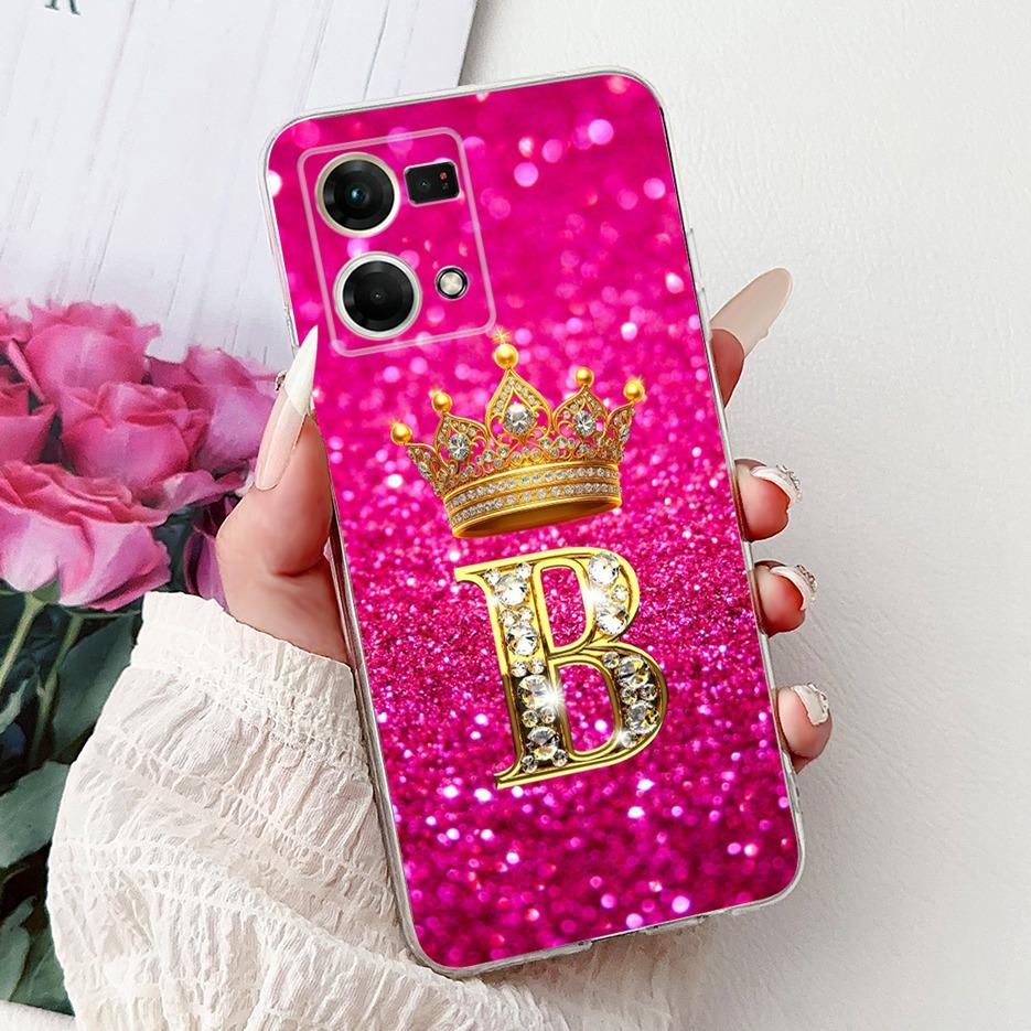 For Oppo F21 Pro 4G Case Reno7 4G CPH2363 New Crown Letters Cover Soft Silicone Phone Case For Oppo Reno8 Reno 7 F21Pro 4G Shell