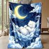 Pink Teddy Bear with Rose Decorations Theme blanket Lightweight Warm Flannel Blanket Decorative Throw Blanket for Home Decoration