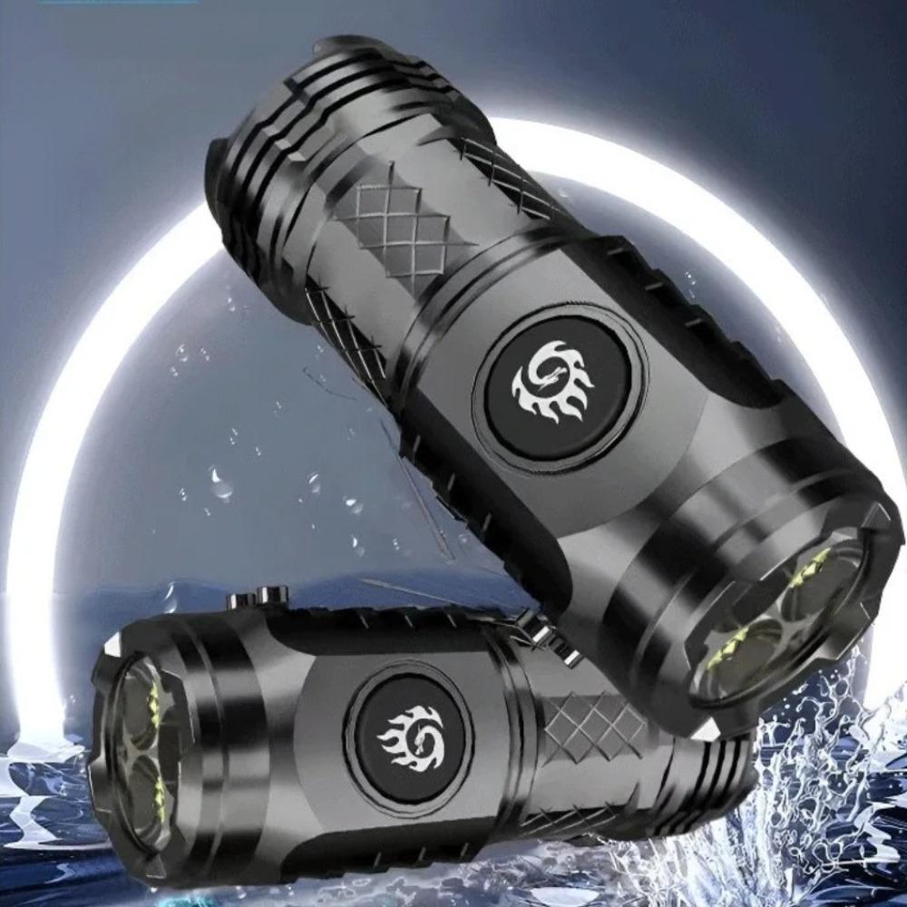 Portable Mini LED Flashlight Powerful 3*Wick Small Pocket Torch Rechargeable Strong Light Lantern Super Bright Cap Clip Lamp