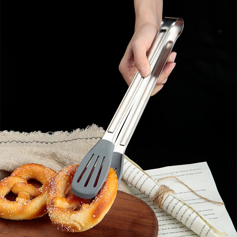 Stainless Steel Bread Tongs No-slip Handle Kitchen Tool for Salad Steak Meat Clip Cooking Accessories