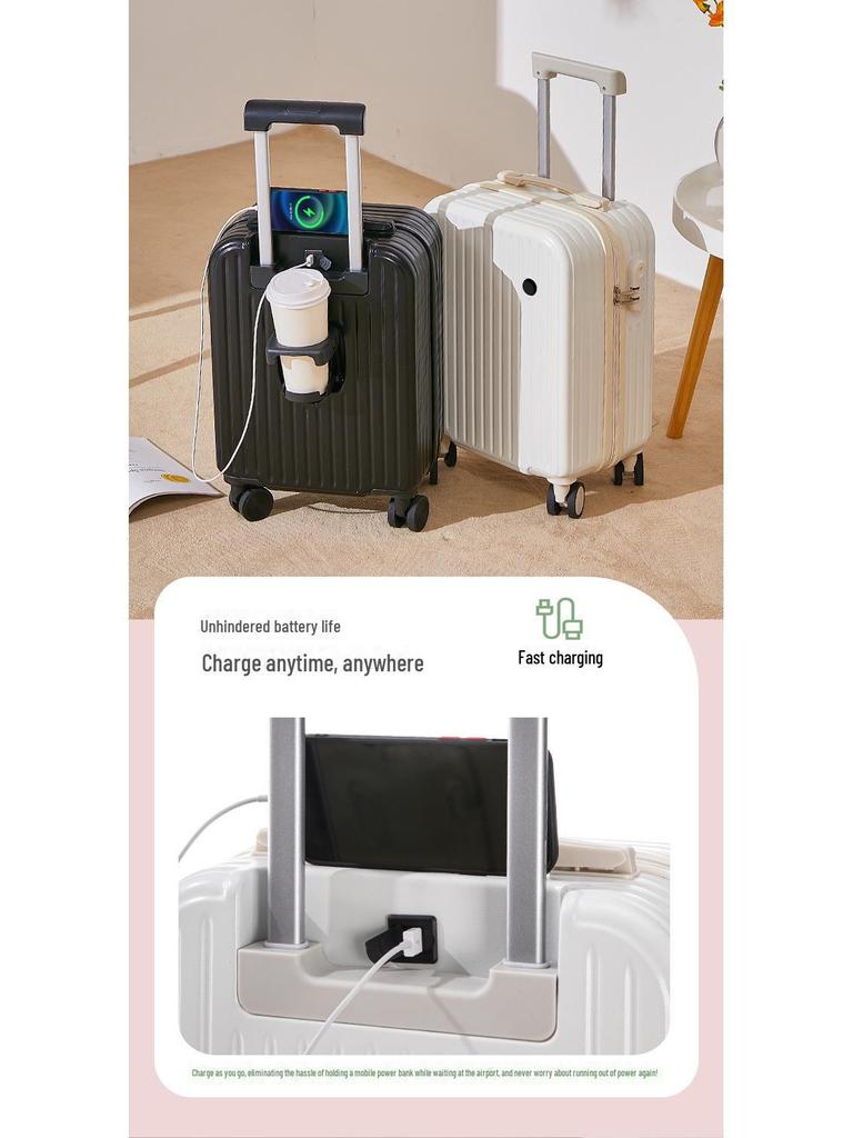 18-calowa damska skórzana walizka na kółkach: Mini walizka z blokadą hasła dla dzieci i na podróż