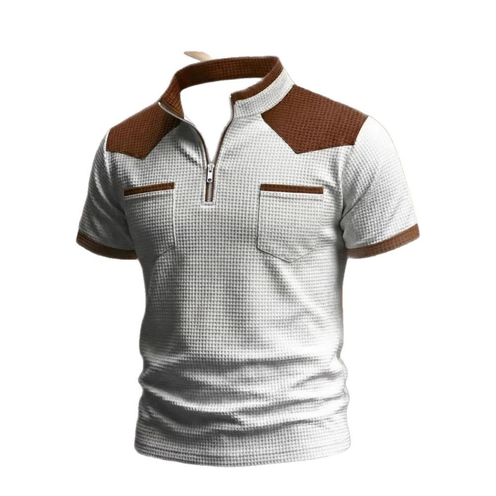 New Style Fashionable Summer Men s Short-sleeved T-shirt, Men s Polo Shirt, Zipper Shirt, Men s Sports Polo Shirt, Casual Short-sleeved Tops S