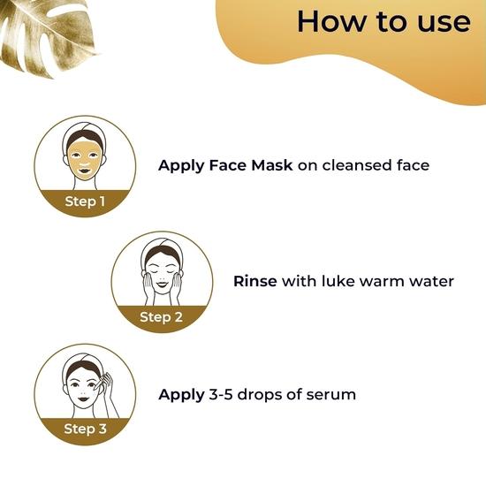 Pilgrim 24K Gold Facial Kit | Dewy Glass Skin Finish | Facial Kit for Radiant Look | 24K Gold Face Mask Pack 50gm | 24K Gold Serum 20ml