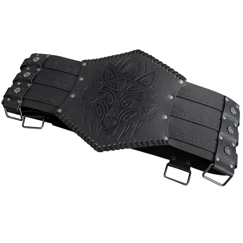 Nordic Viking Thor's Hammer Embossed Wide Knight Belt - Medieval Retro Style